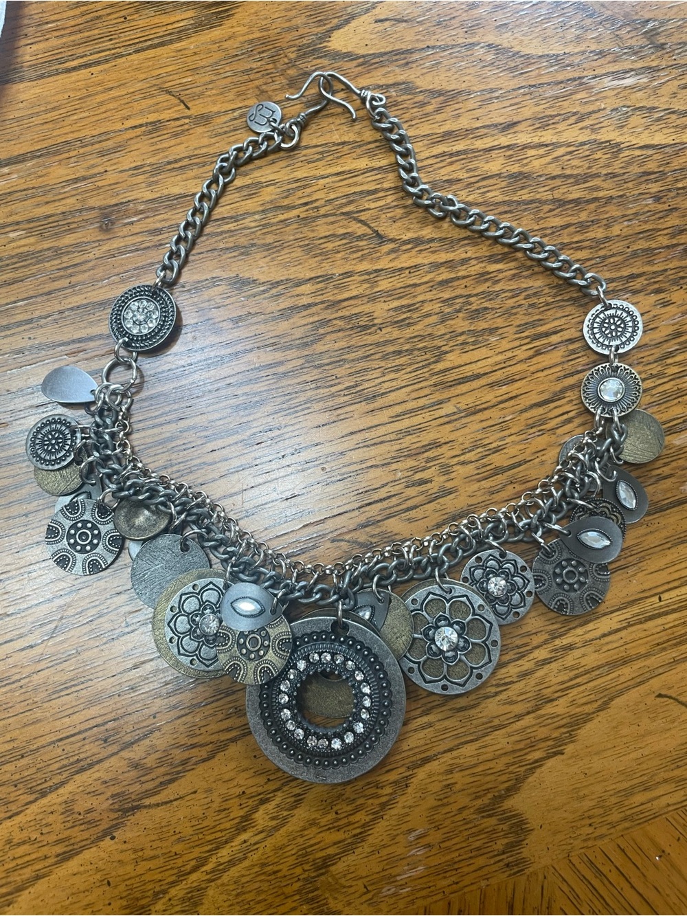 Silver-Tone Multi Medallion Charm Necklace - Silver